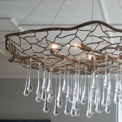 Quintiesse - Lampadario a cavo LAGUNA 6xE14/40W/230V diam. 91,4 cm dorato
