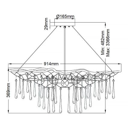 Quintiesse - Lampadario a cavo LAGUNA 6xE14/40W/230V diam. 91,4 cm dorato