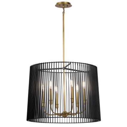 Quintiesse - Lampadario con asta LINARA 6xE14/60W/230V Ø 66 cm nero/oro