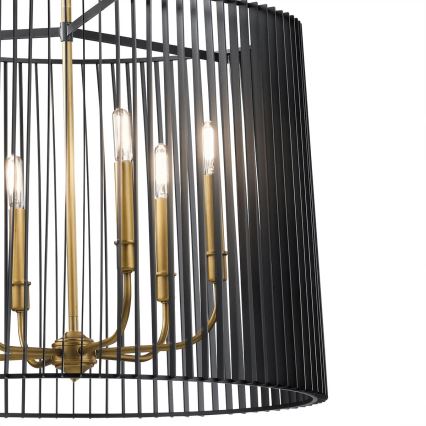 Quintiesse - Lampadario con asta LINARA 6xE14/60W/230V Ø 66 cm nero/oro
