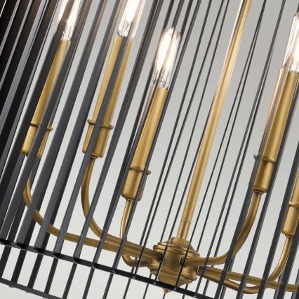 Quintiesse - Lampadario con asta LINARA 6xE14/60W/230V Ø 66 cm nero/oro