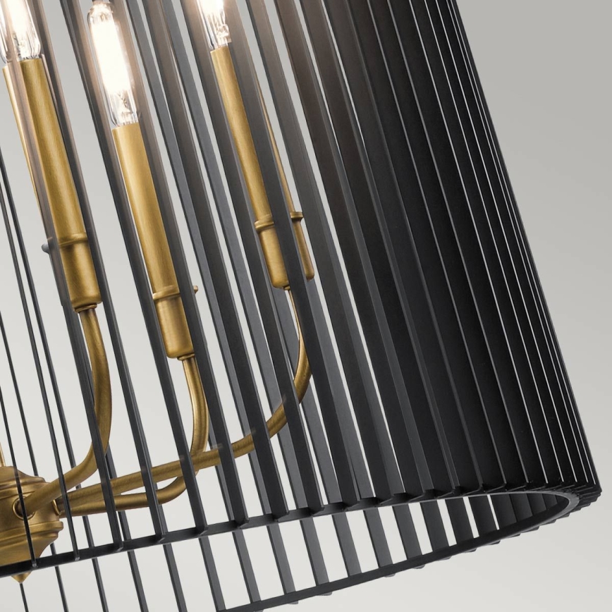 Quintiesse - Lampadario con asta LINARA 6xE14/60W/230V Ø 66 cm nero/oro