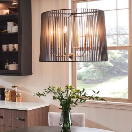 Quintiesse - Lampadario con asta LINARA 6xE14/60W/230V Ø 66 cm nero/oro