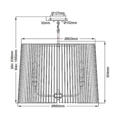 Quintiesse - Lampadario con asta LINARA 6xE14/60W/230V Ø 66 cm nero/oro