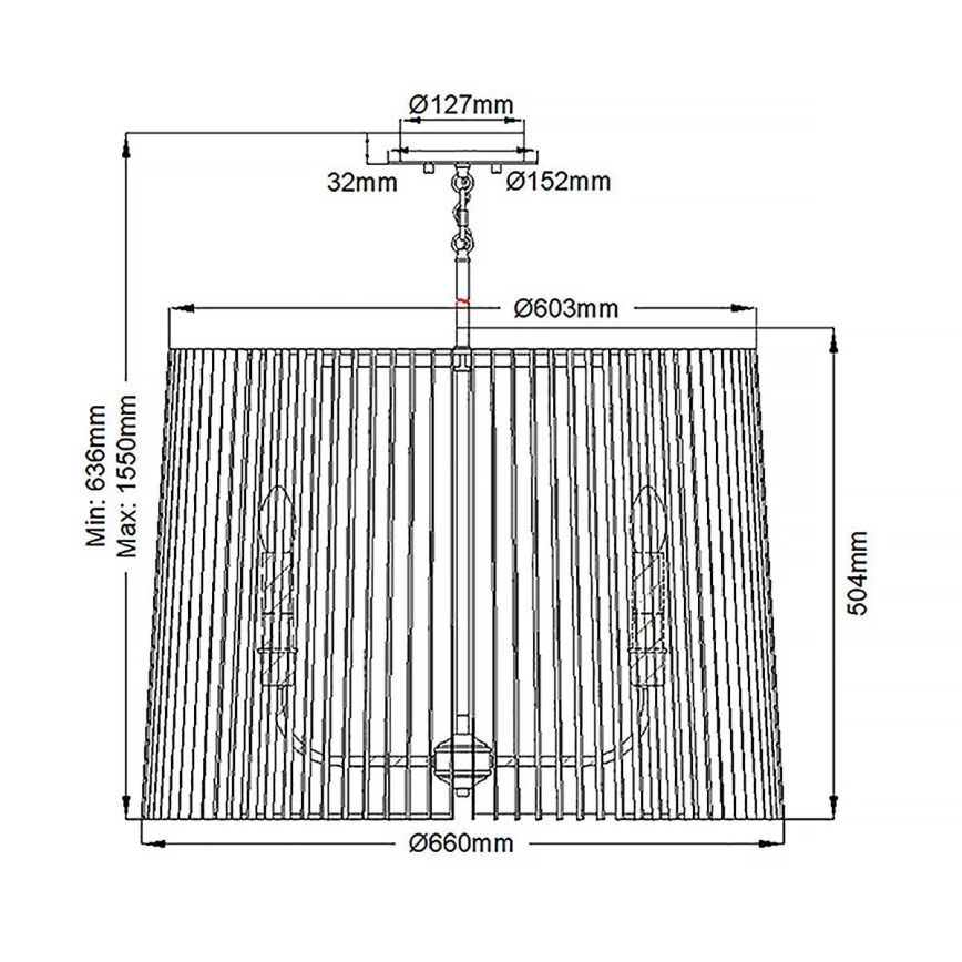 Quintiesse - Lampadario con asta LINARA 6xE14/60W/230V Ø 66 cm nero/oro