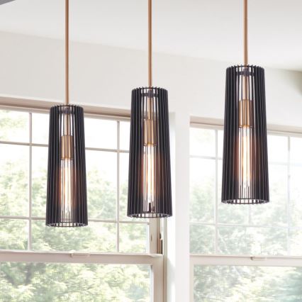 Quintiesse - Lampadario a stelo LINARA 1xE27/60W/230V Ø 15,2 cm nero/oro