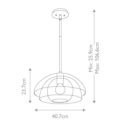 Quintiesse - Lampada a sospensione con asta LOTUS 1xE27/60W/230V Ø 40,7 cm oro