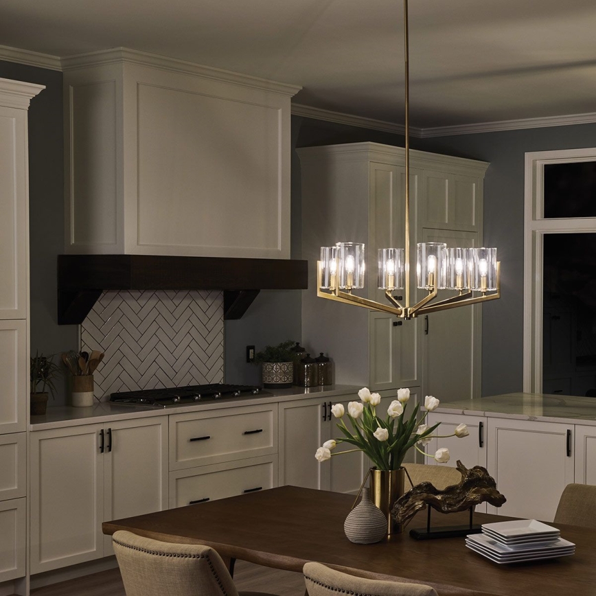 Quintiesse - Lampadario con asta NYE 6xE14/40W/230V diam. 71,1 cm dorato