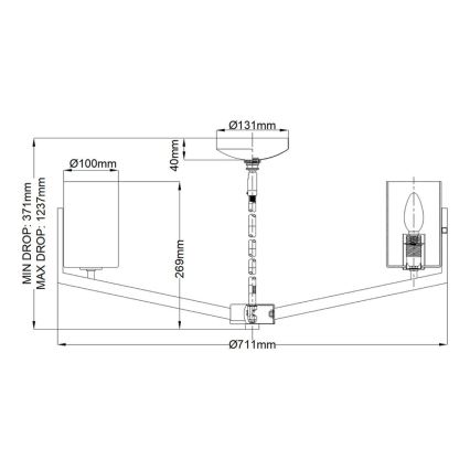Quintiesse - Lampadario a stelo NYE 6xE14/40W/230V Ø 71,1 cm cromo opaco