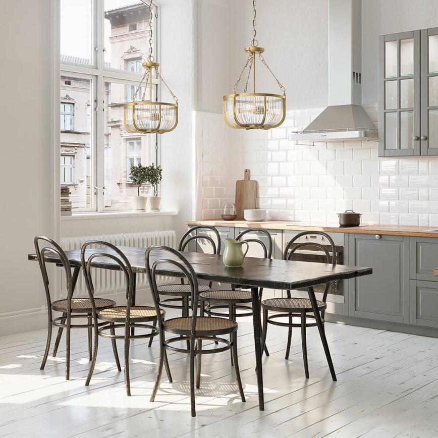 Quintiesse - Lampadario a catena ROUX 3xE27/60W/230V Ø 40,6 cm dorato