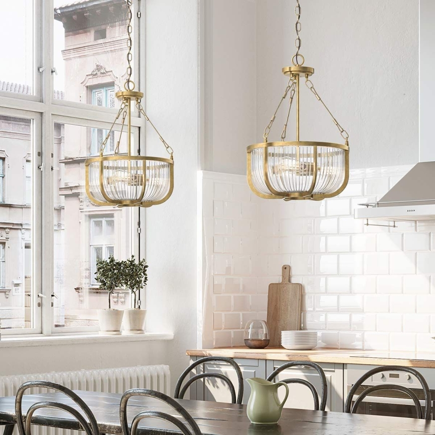 Quintiesse - Lampadario a catena ROUX 3xE27/60W/230V Ø 40,6 cm dorato