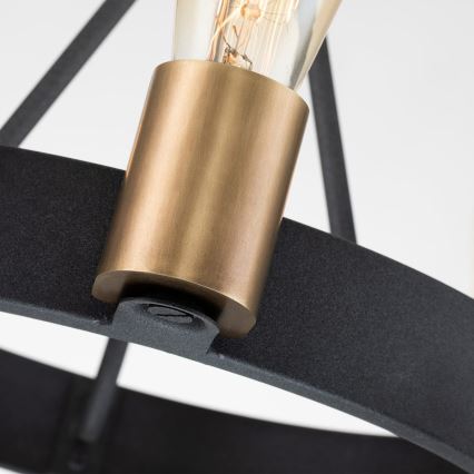 Quintiesse - Lampadario su asta SILAS 3xE27/60W/230V Ø 42,2 cm nero/oro