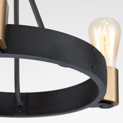 Quintiesse - Lampadario su asta SILAS 3xE27/60W/230V Ø 42,2 cm nero/oro
