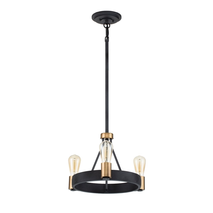 Quintiesse - Lampadario su asta SILAS 3xE27/60W/230V Ø 42,2 cm nero/oro