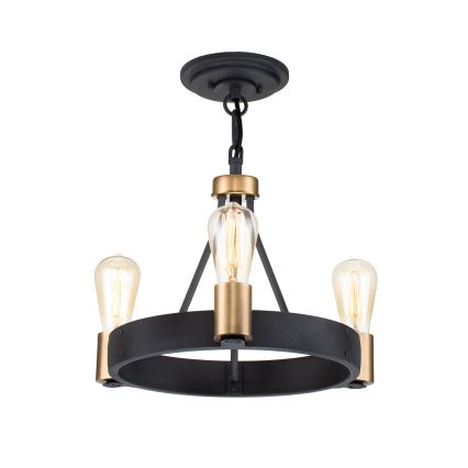 Quintiesse - Lampadario su asta SILAS 3xE27/60W/230V Ø 42,2 cm nero/oro