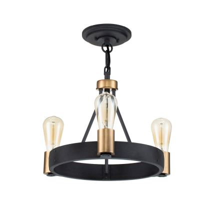 Quintiesse - Lampadario su asta SILAS 3xE27/60W/230V Ø 42,2 cm nero/oro
