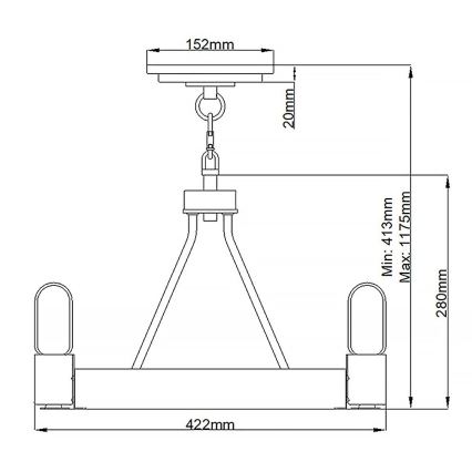 Quintiesse - Lampadario su asta SILAS 3xE27/60W/230V Ø 42,2 cm nero/oro