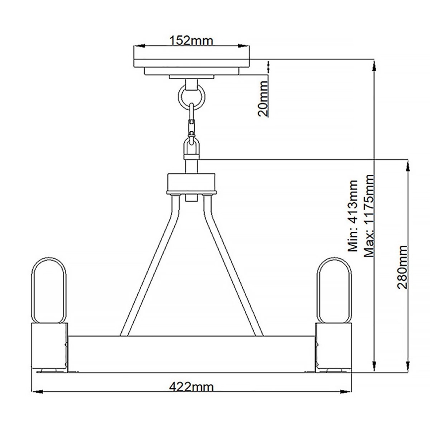 Quintiesse - Lampadario su asta SILAS 3xE27/60W/230V Ø 42,2 cm nero/oro