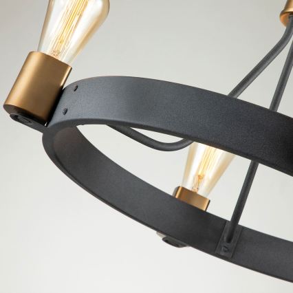 Quintiesse - Lampadario a stelo SILAS 4xE27/60W/230V Ø 54,9 cm nero/oro