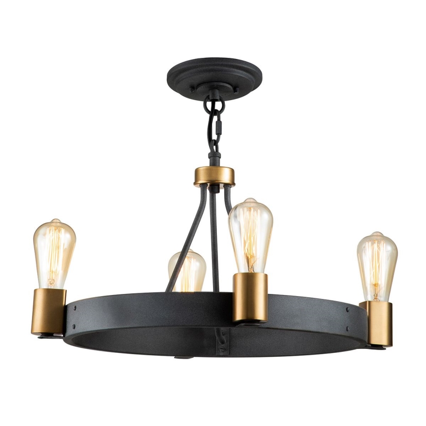 Quintiesse - Lampadario a stelo SILAS 4xE27/60W/230V Ø 54,9 cm nero/oro