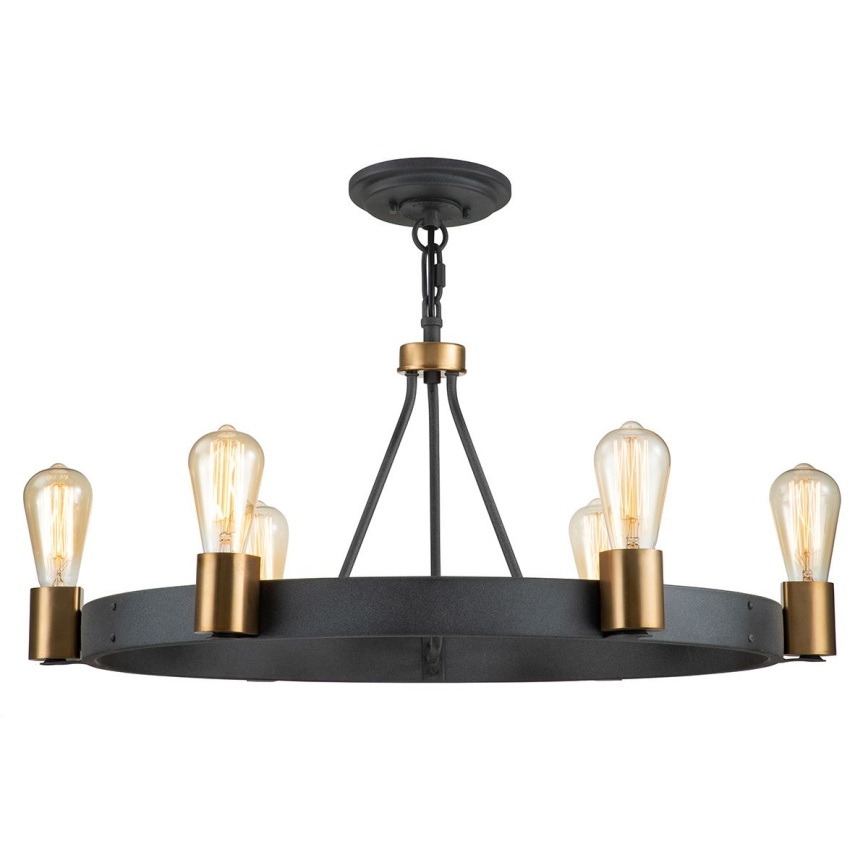 Quintiesse - Lampadario a stelo SILAS 6xE27/60W/230V Ø 72,3 cm nero/oro