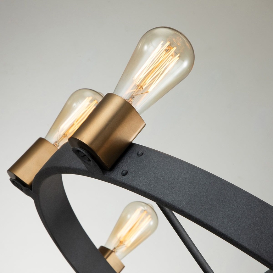 Quintiesse - Lampadario su asta SILAS 8xE27/60W/230V Ø 82,9 cm nero/oro