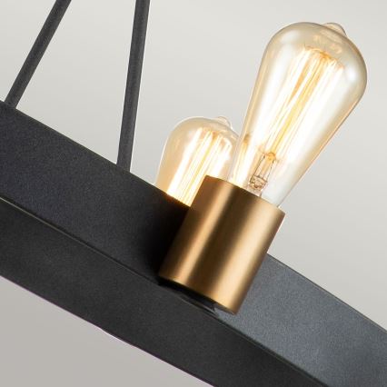 Quintiesse - Lampadario su asta SILAS 8xE27/60W/230V Ø 82,9 cm nero/oro