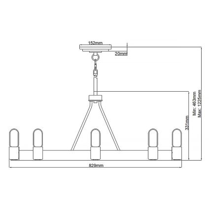 Quintiesse - Lampadario su asta SILAS 8xE27/60W/230V Ø 82,9 cm nero/oro