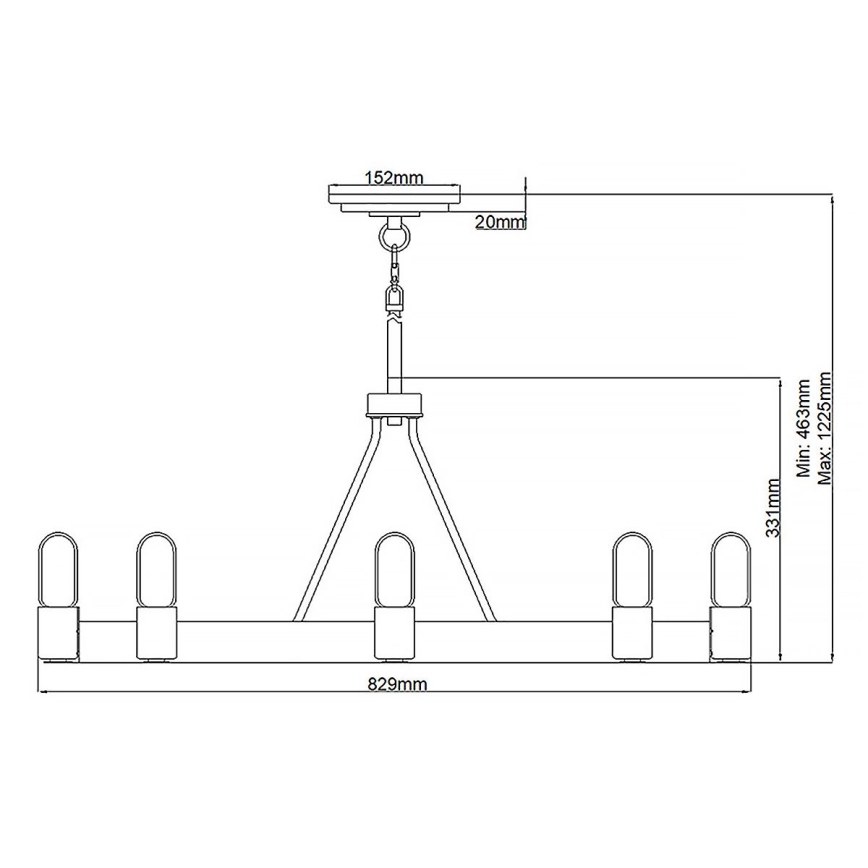 Quintiesse - Lampadario su asta SILAS 8xE27/60W/230V Ø 82,9 cm nero/oro
