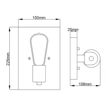 Quintiesse - Applique da parete SILAS 1xE27/60W/230V nero/oro