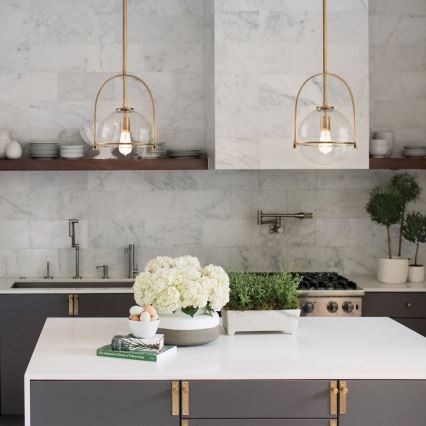 Quintiesse - Lampadario su asta SOMERSET 1xE27/60W/230V Ø 28,9 cm bronzo