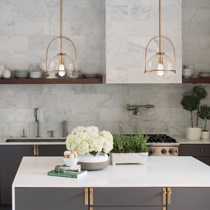 Quintiesse - Lampadario su asta SOMERSET 1xE27/60W/230V Ø 28,9 cm bronzo