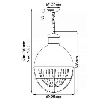 Quintiesse - Lampada a sospensione su asta TOLLIS 1xE27/40W/230V Ø 40,8 cm cromo opaco