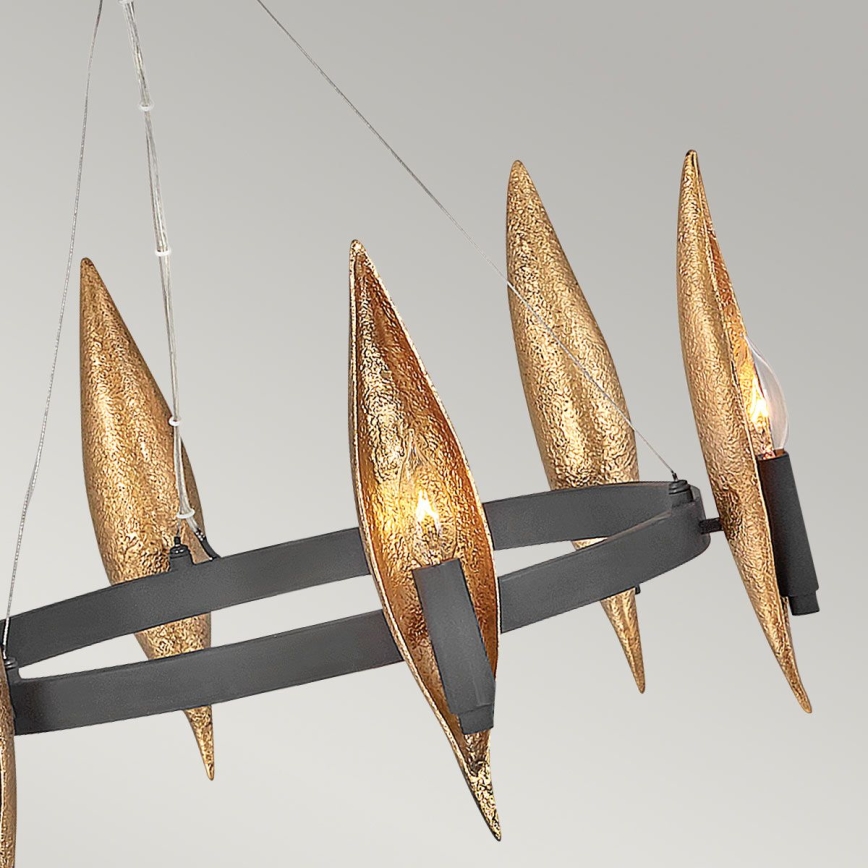 Quintiesse - Lampadario a sospensione con cavo WILLOW 6xE14/40W/230V Ø 61 cm oro/nero