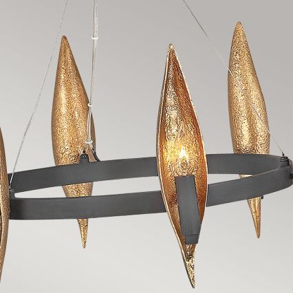Quintiesse - Lampadario a sospensione con cavo WILLOW 6xE14/40W/230V Ø 61 cm oro/nero