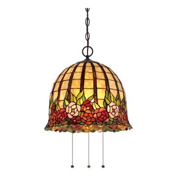 Quoizel - Lampadario a catena in stile Tiffany ROSECLIFFE 3xE27/100W/230V