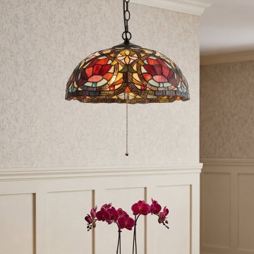 Quoizel - Lampadario a catena Tiffany LARISSA 3xE27/60W/230V Ø 38,5 cm