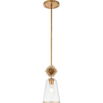 Quoizel - Lampadario a sospensione con supporto rigido STARING 1xE27/40W/230V diametro 18,4 cm oro/patina/limpido