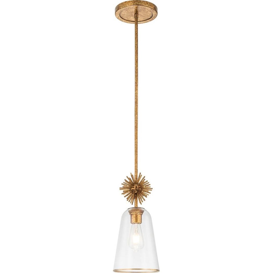 Quoizel - Lampadario a sospensione con supporto rigido STARING 1xE27/40W/230V diametro 18,4 cm oro/patina/limpido