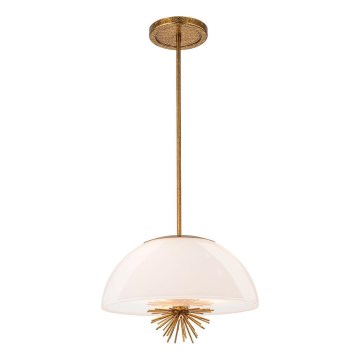 Quoizel - Lampadario a sospensione con supporto rigido STARING 3xE14/40W/230V diametro 45,7 cm oro/patina/bianco