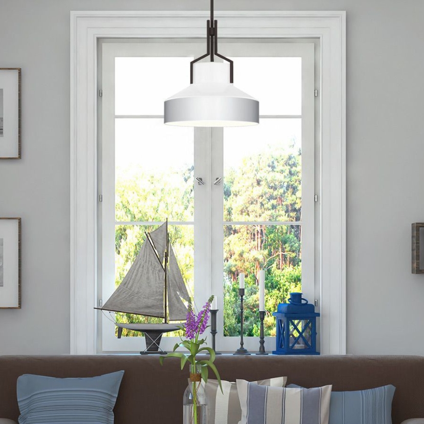 Quoizel - Lampadario su asta BRECKEN 2xE27/60W/230V nero/bianco