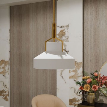 Quoizel - Lampadario su asta BRECKEN 2xE27/60W/230V oro/bianco
