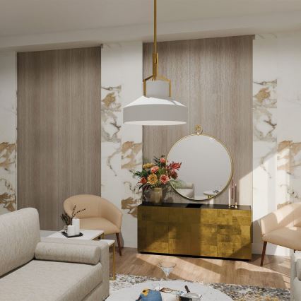 Quoizel - Lampadario su asta BRECKEN 2xE27/60W/230V oro/bianco