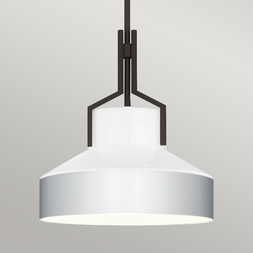 Quoizel - Lampadario su asta BRECKEN 2xE27/60W/230V nero/bianco