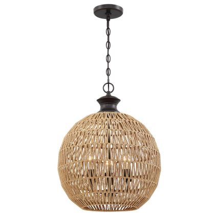 Quoizel - Lampadario a sospensione con catena CASABLANCA 3xE27/60W/230V marrone