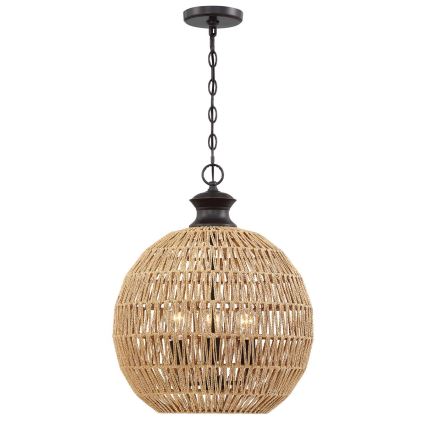 Quoizel - Lampadario a sospensione con catena CASABLANCA 3xE27/60W/230V marrone