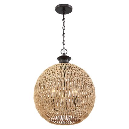 Quoizel - Lampadario a sospensione con catena CASABLANCA 3xE27/60W/230V marrone