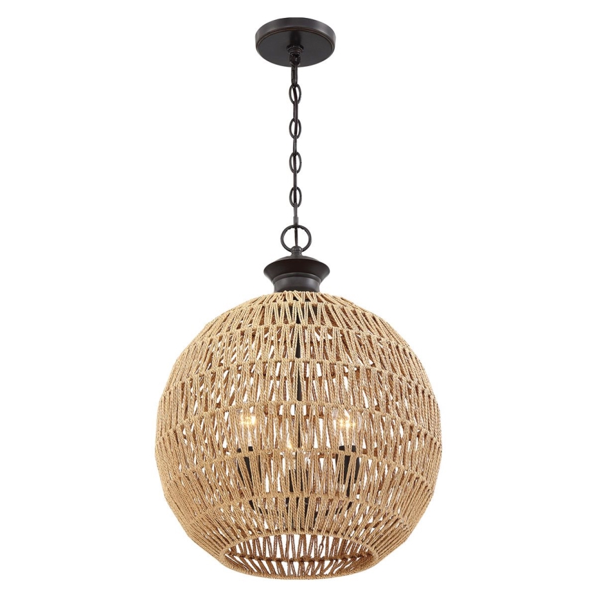 Quoizel - Lampadario a sospensione con catena CASABLANCA 3xE27/60W/230V marrone