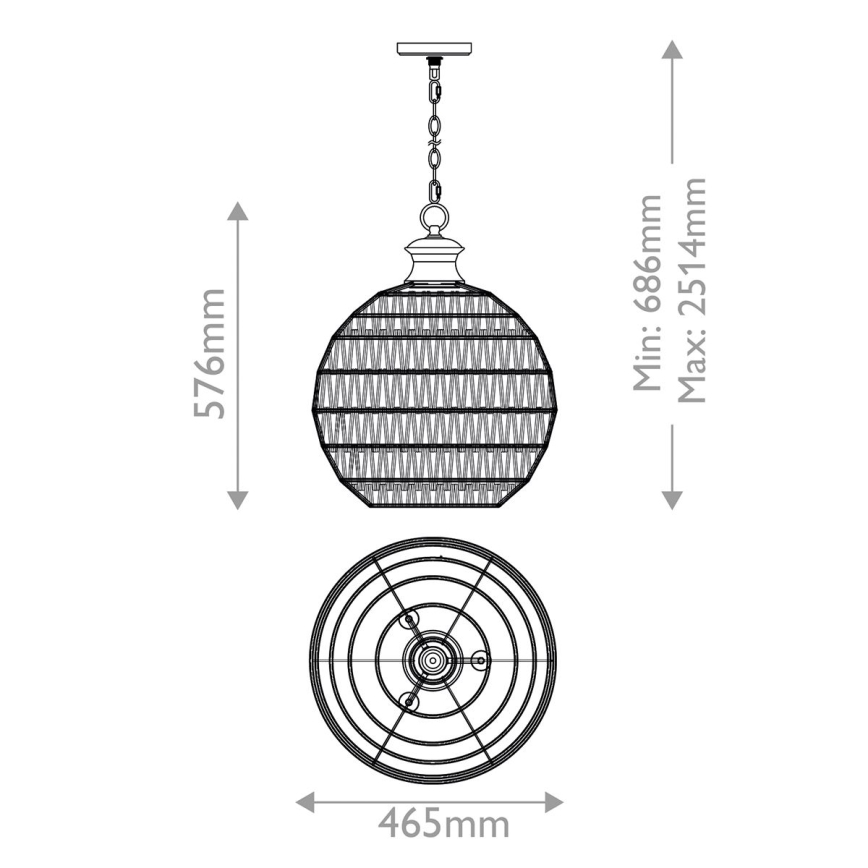 Quoizel - Lampadario a sospensione con catena CASABLANCA 3xE27/60W/230V marrone