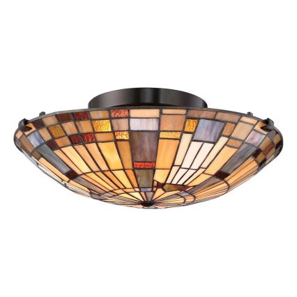 Quoizel - Plafoniera Tiffany INGLENOOK 2xE27/60W/230V, diam. 40,7 cm